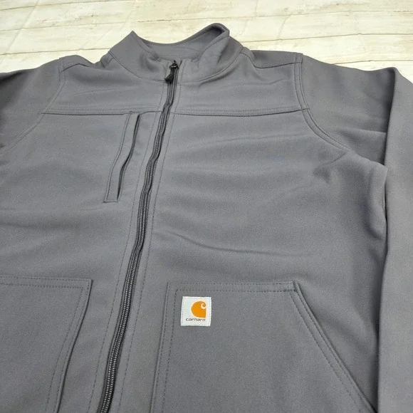 Carhartt Jacket Mens L Gray Modern Fit Full Zip Fleece Scrub Jacket - Picture 2 of 11